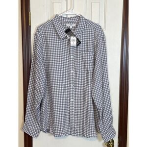 And Now This Mens Blue Mini Check Button Down Long Sleeve Shirt‎ XL